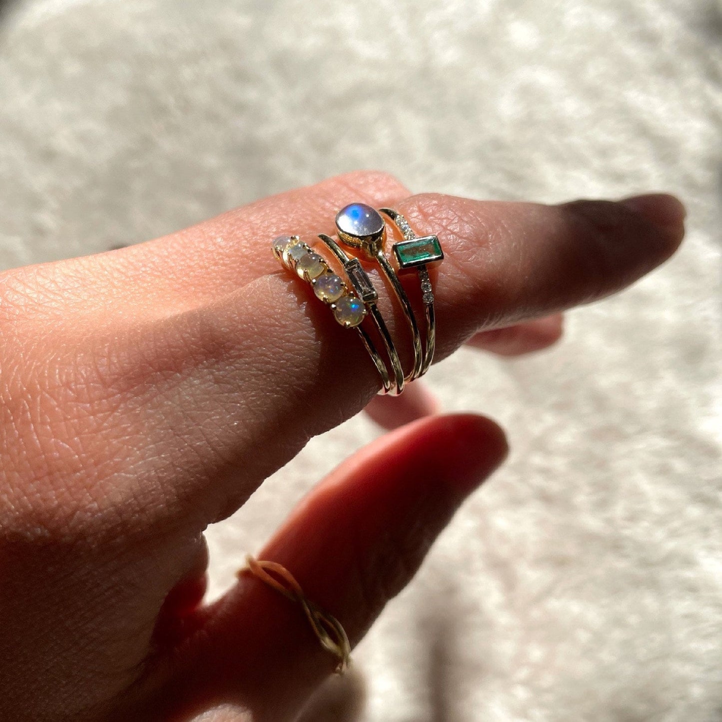 Vintage Fire Opal Ring: 14k Gold Stackable Band, Size 5