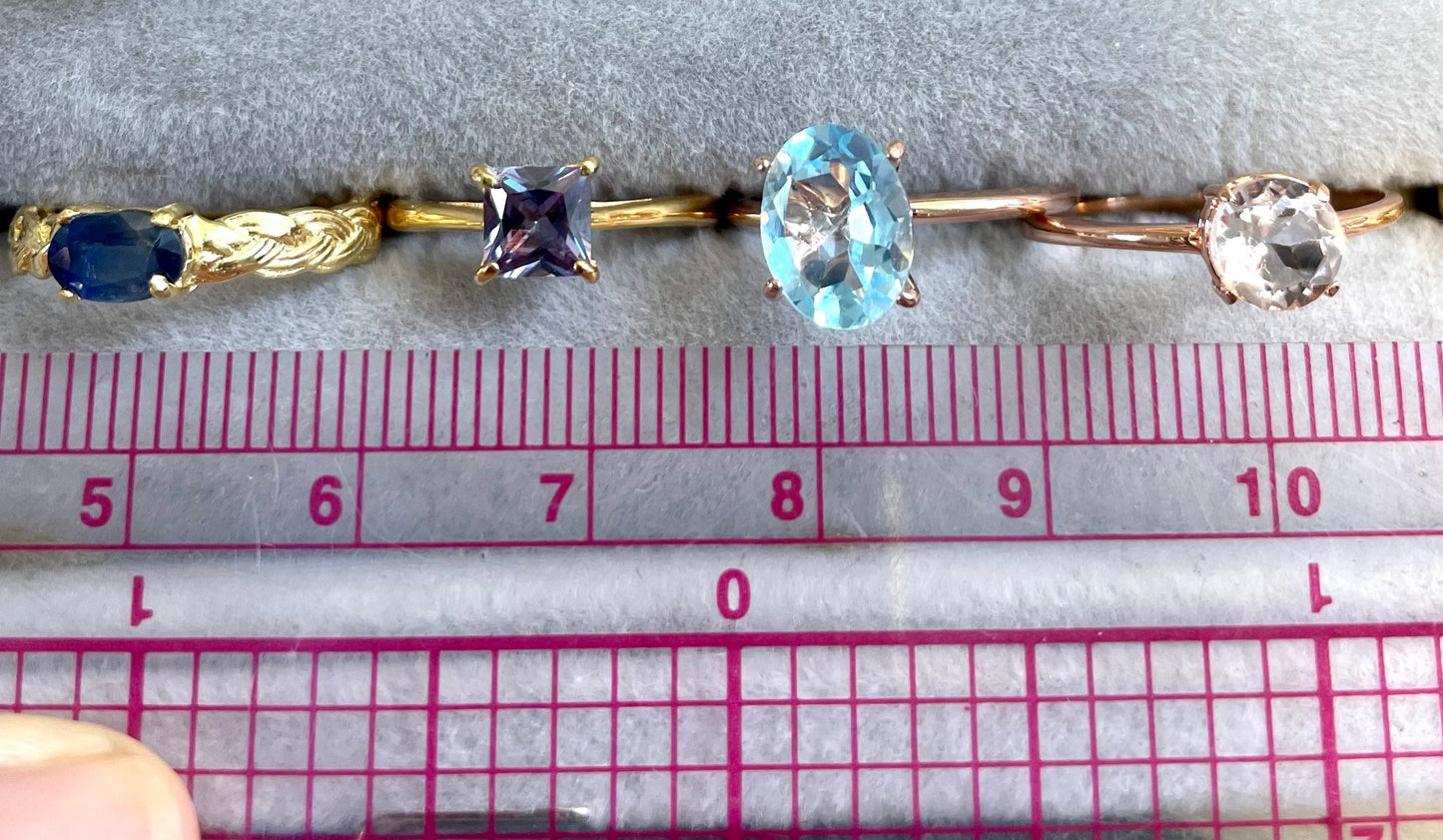 Genuine blue topaz ring with 10k rose gold band stackable ring precious fine jewelry