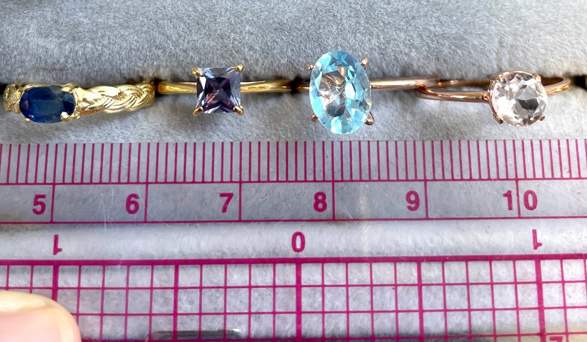 Genuine blue topaz ring with 10k rose gold band stackable ring precious fine jewelry