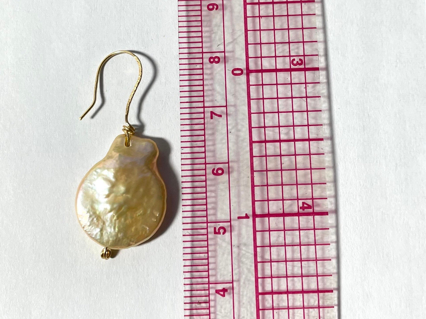 Baroque Pearl Drop Earrings: 14k Gold Hooks, Elegant Dangle