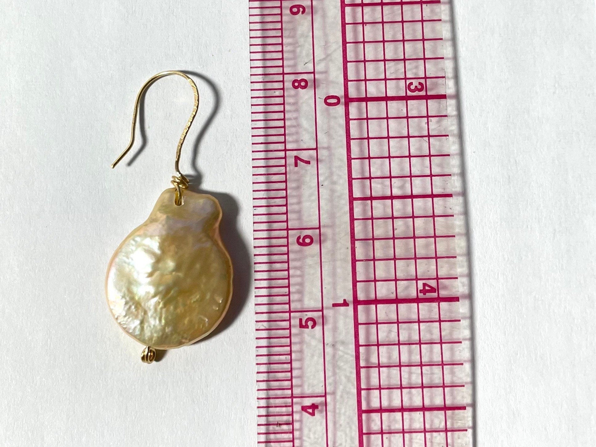 Baroque Pearl Drop Earrings: 14k Gold Hooks, Elegant Dangle