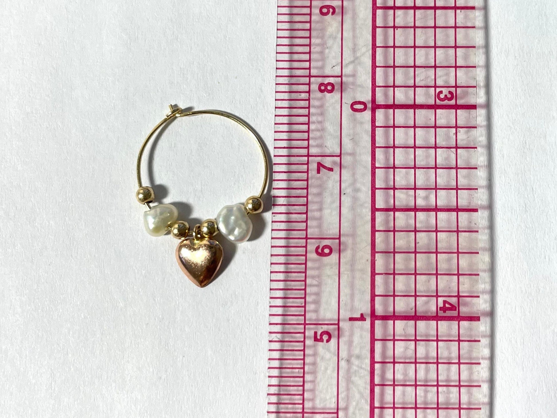 14k Gold Heart Hoop Earrings: Freshwater Pearl Charm Hoops