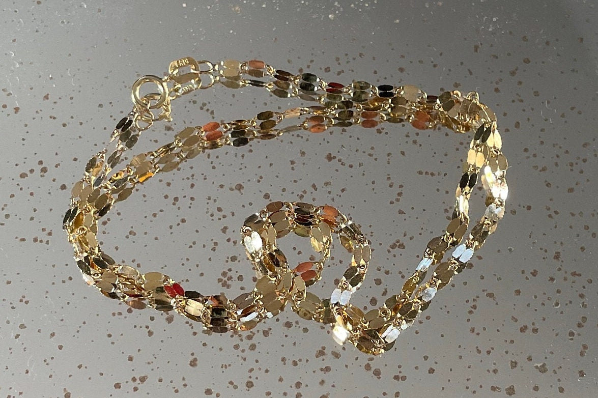 14k solid gold mirror chain necklace shiny and bold necklace precious jewelry