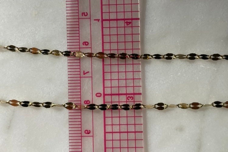 14K Solid Gold Disc Chain Sophie Necklace: Minimalist Sparkle Jewelry