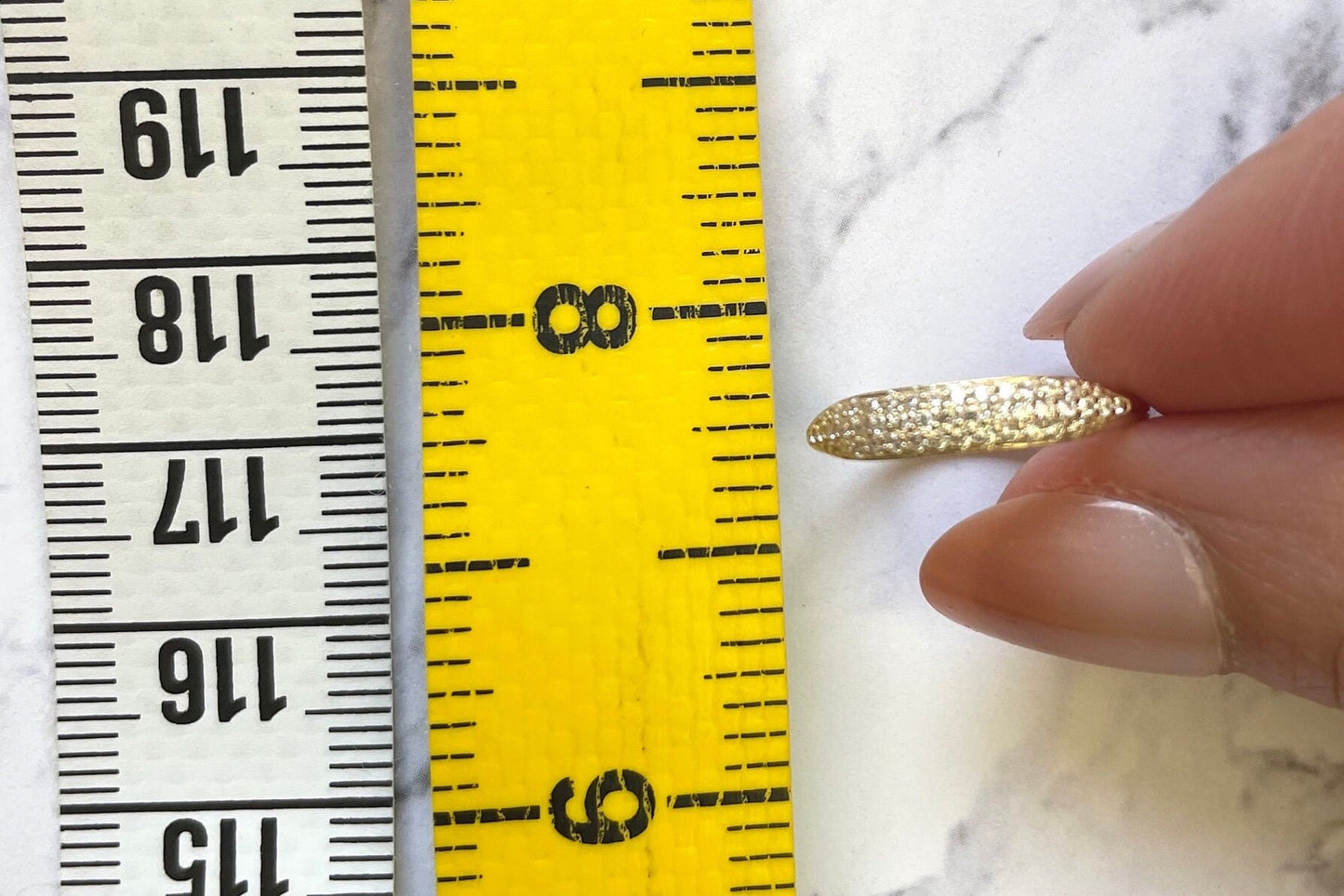 10k Solid Gold Basil Ring in CZ Pavé Design - Slim Signet Style