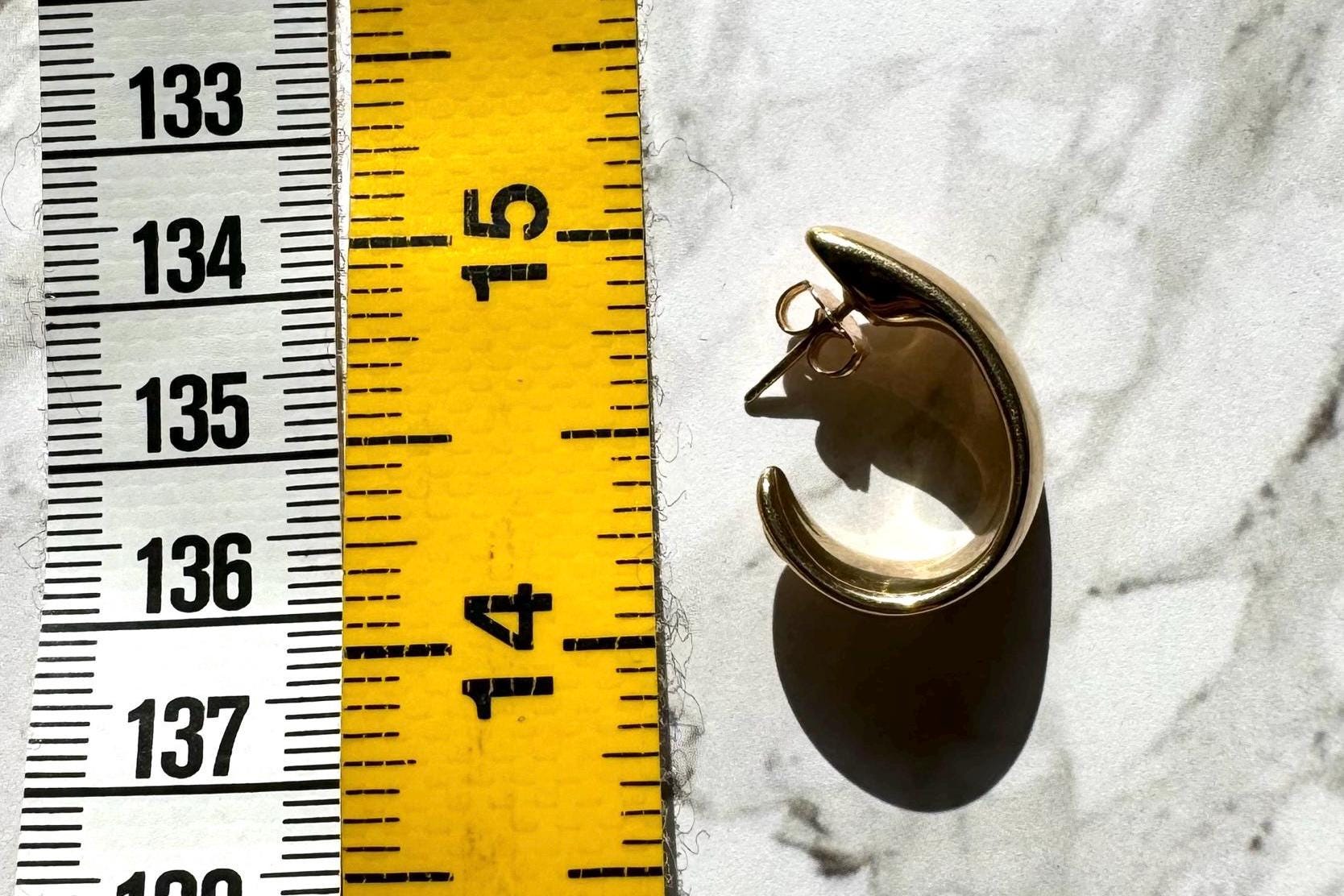 14k solid gold Thick Crescent Hoop Earrings – Modern & Bold minimalistic and elegant fine vintage jewelry