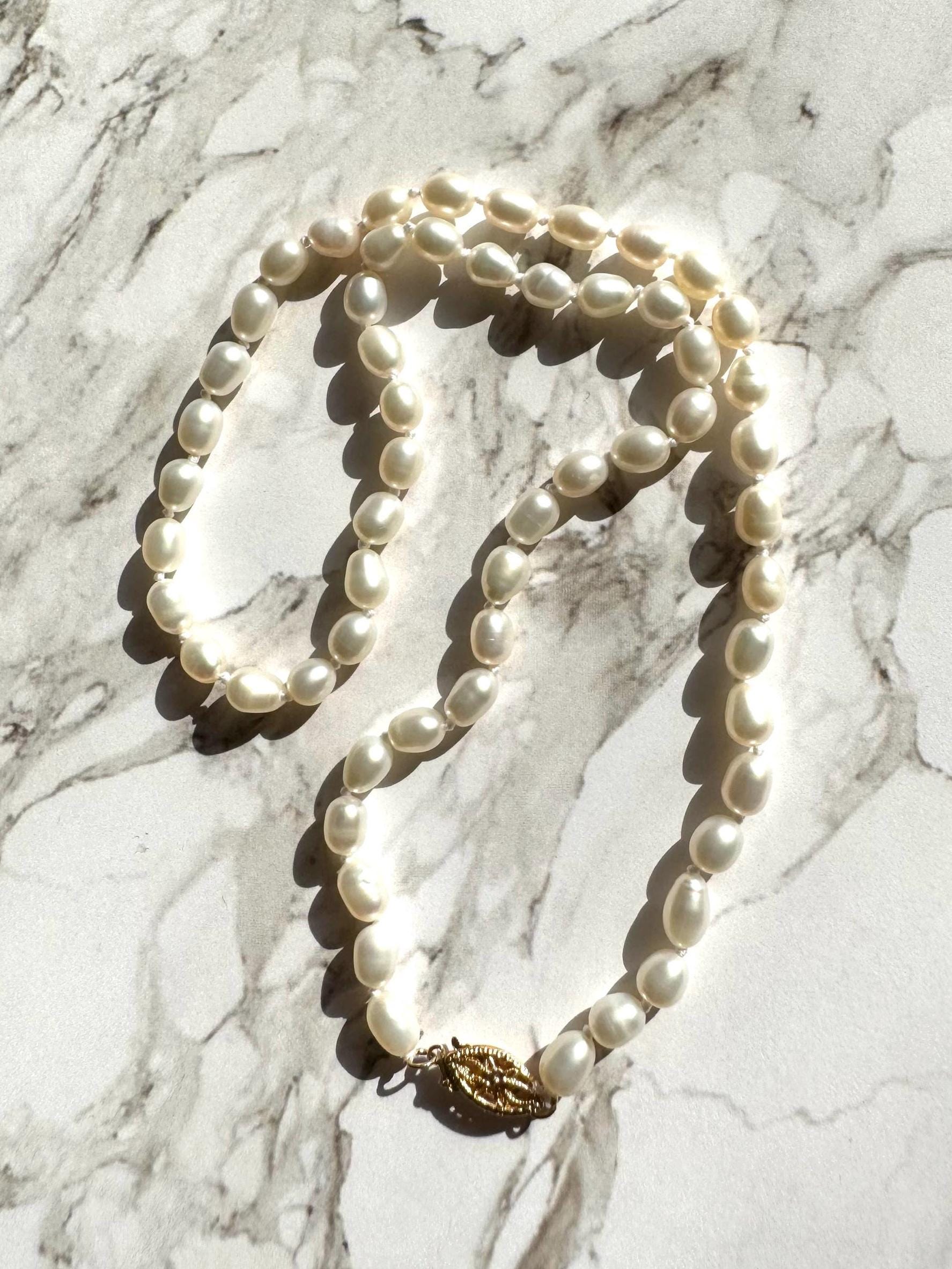 authentic pearl necklace with 14k solid gold clasp