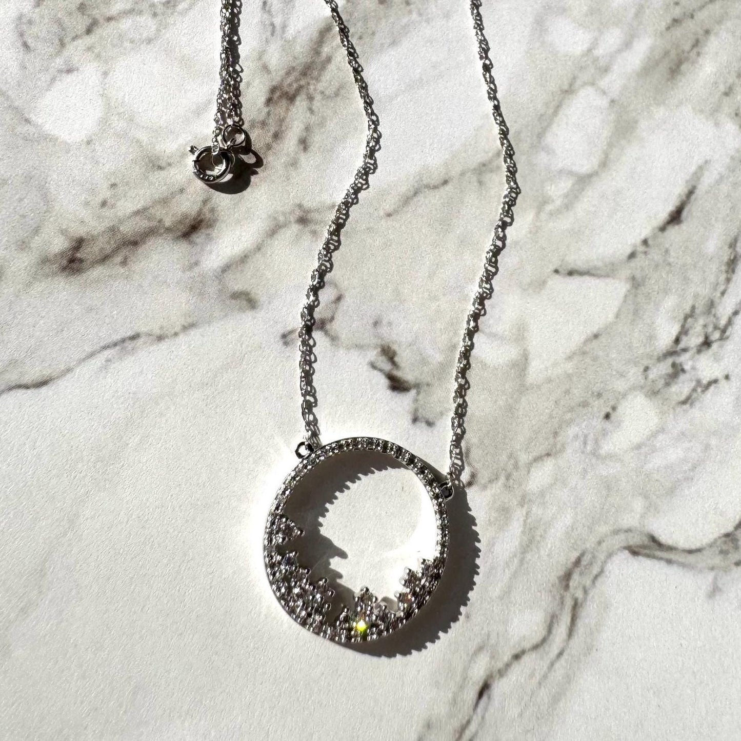 New 10 solid white gold with authentic natural diamonds necklace precious fine jewelry