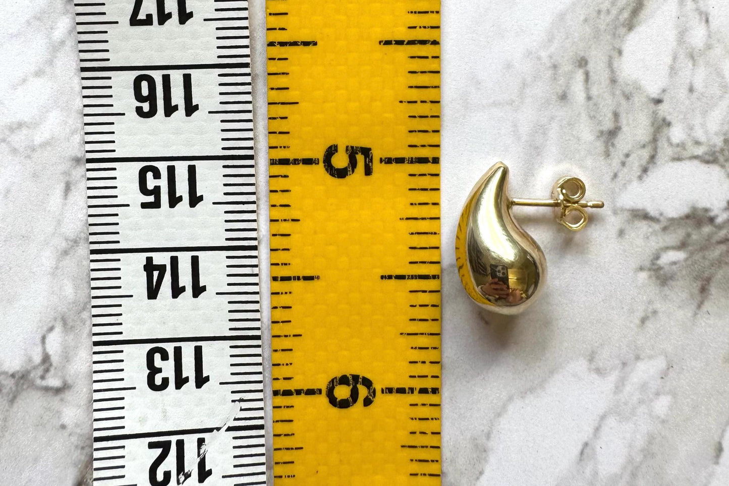 14k Solid Gold Teardrop Stud Lux Earrings: Minimalist Liquid Gold Jewelry