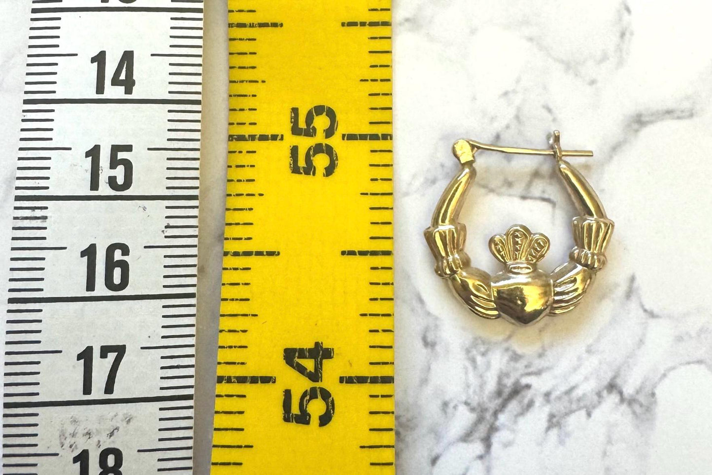 14k solid gold claddagh heart hoop earrings Love Loyalty & a Little Luxury fine vintage jewelry