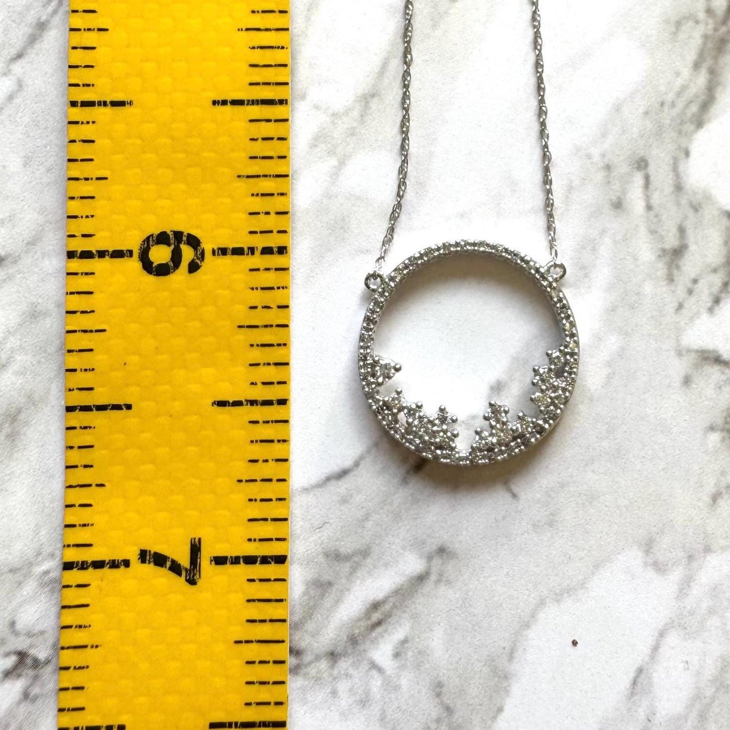 New 10 solid white gold with authentic natural diamonds necklace precious fine jewelry