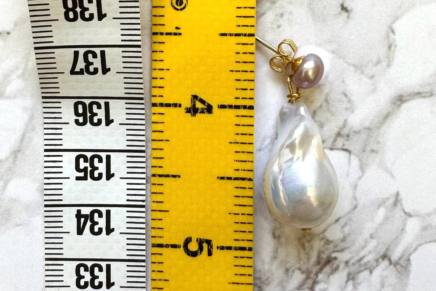 Baroque Pearl Drop Oceana Earrings: 14k Gold Plated, Freshwater Pearls