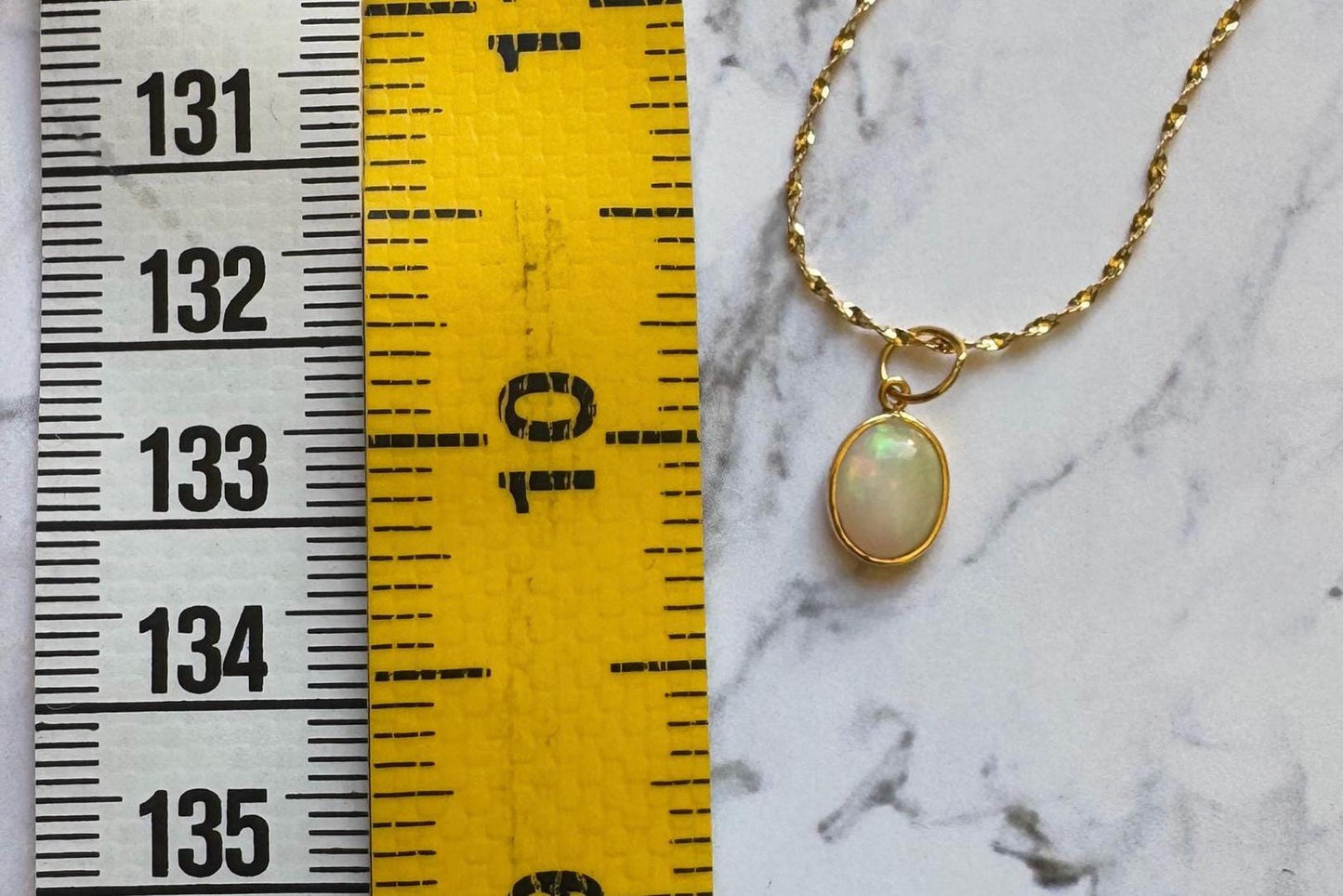 Natural Opal Pendant Lori Necklace: 18k Solid Gold Rope Chain