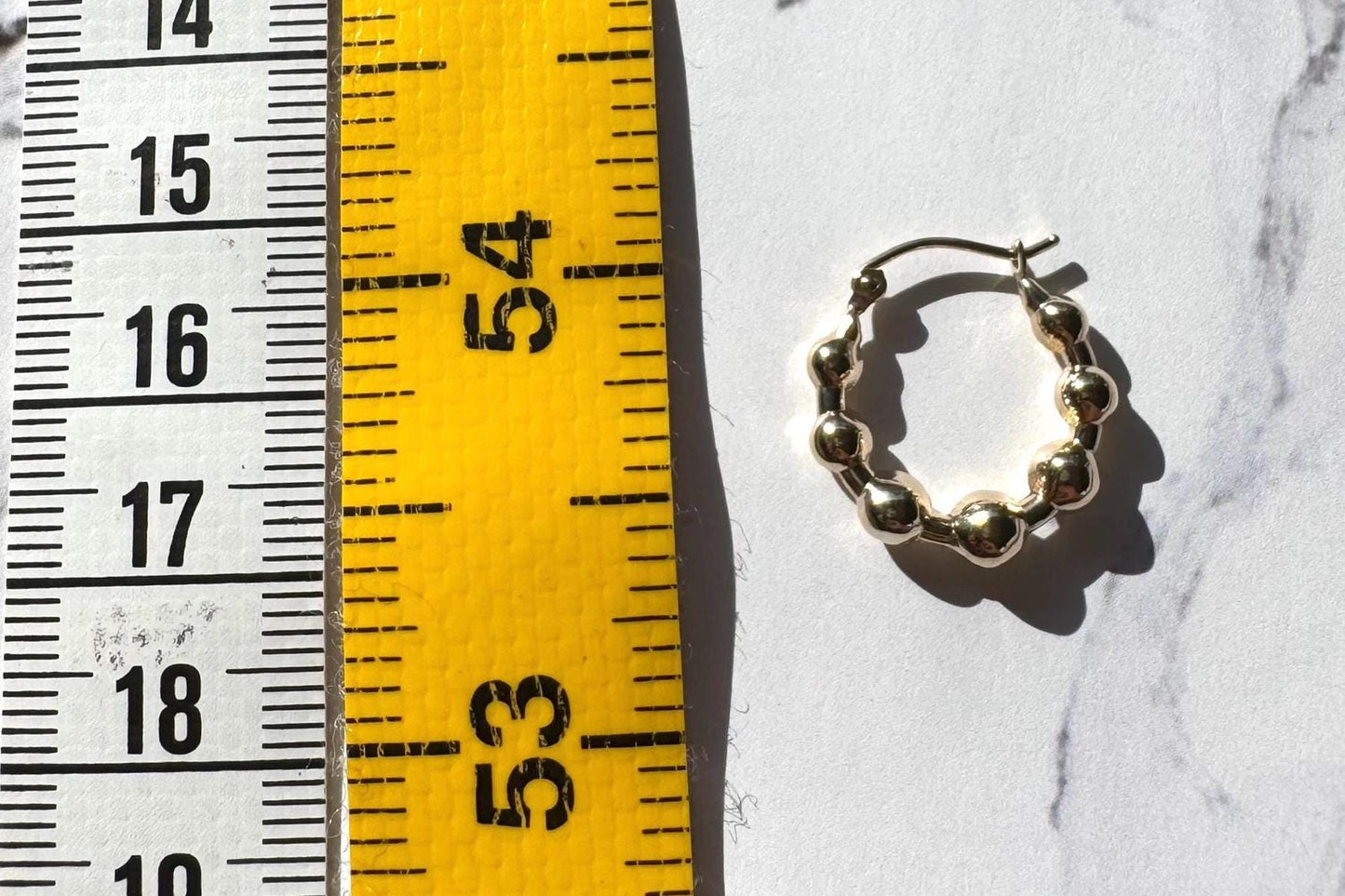 14k Solid Gold Beaded Ella Hoop Earrings: Lightweight Fine Jewelry