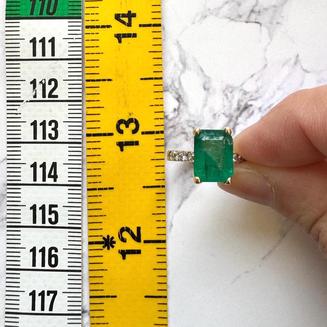 Emerald & Diamond 14k Gold Ring: 3.11ct Gemstone Anniversary Ring