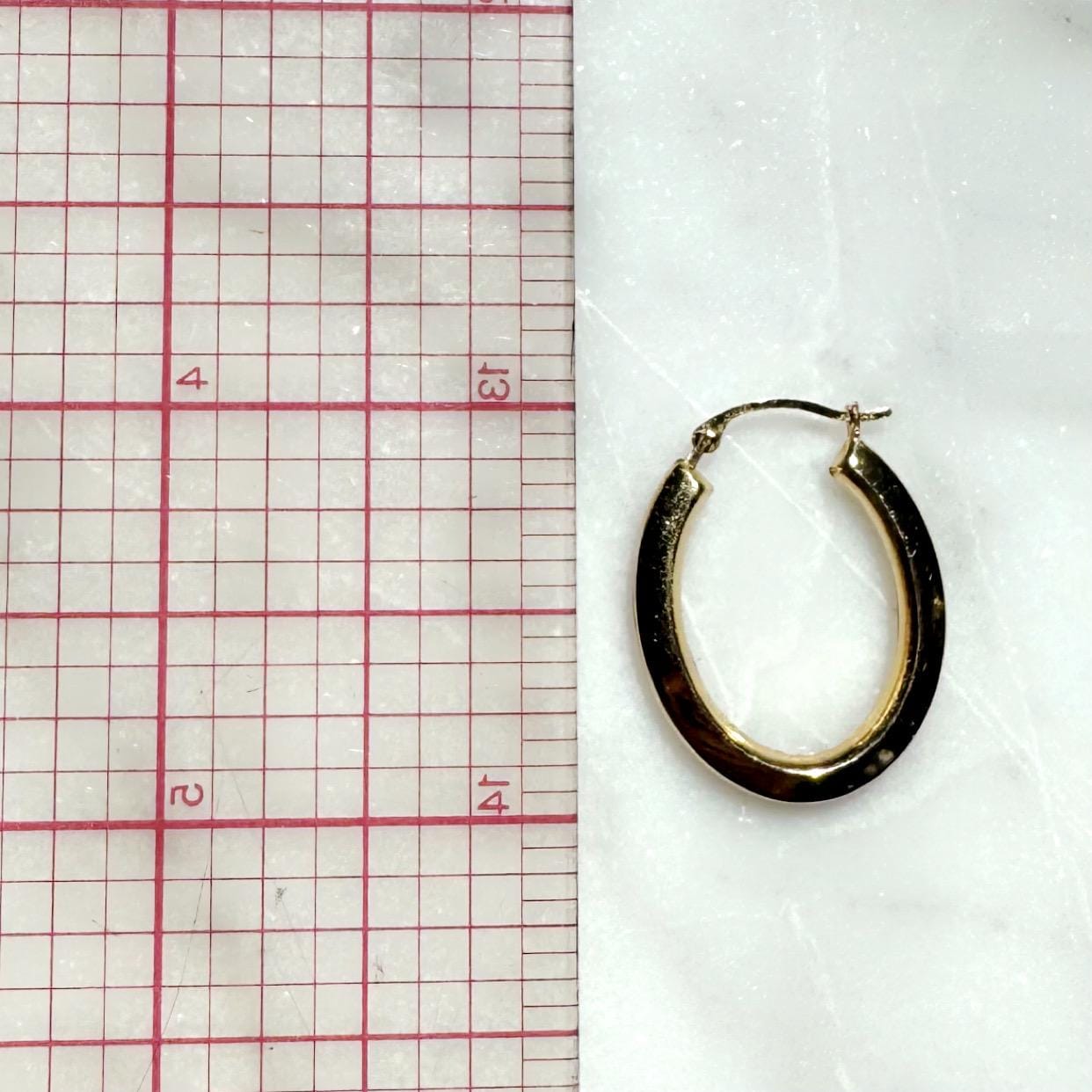 14k solid gold Oval Hoop Earrings – Sleek, Minimal, and Modern fine vintage jewelry