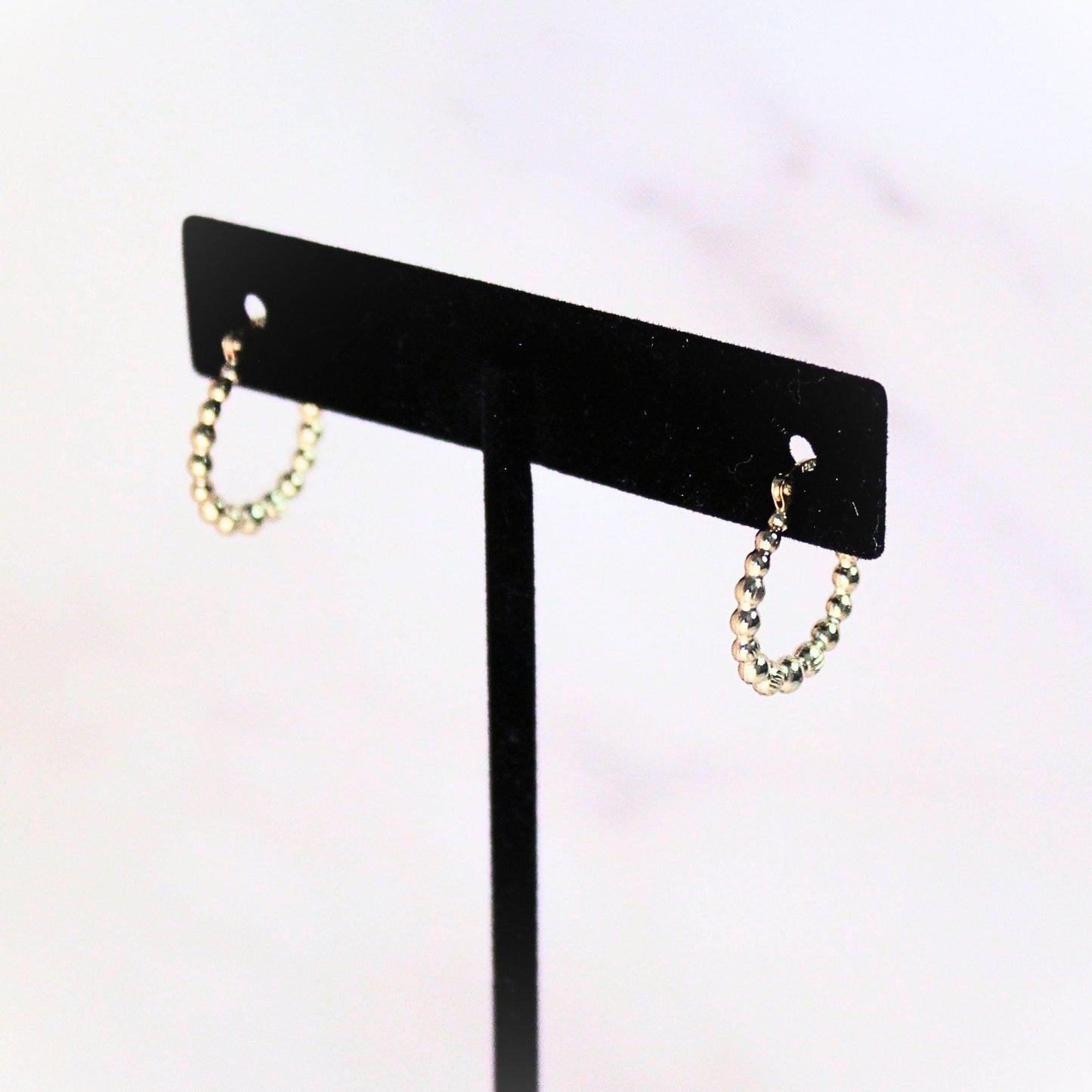 14k Solid Gold Beaded Ellis Huggie Hoop Earrings: Modern Fine Jewelry