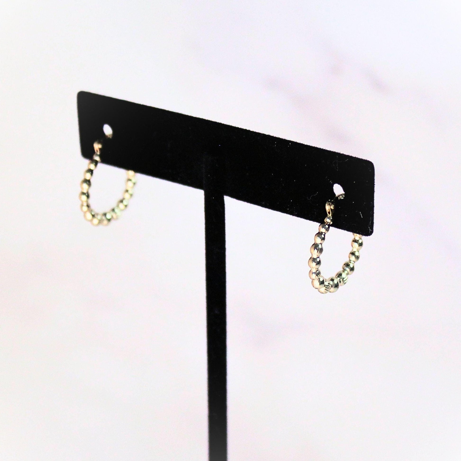 14k Solid Gold Beaded Ellis Huggie Hoop Earrings: Modern Fine Jewelry