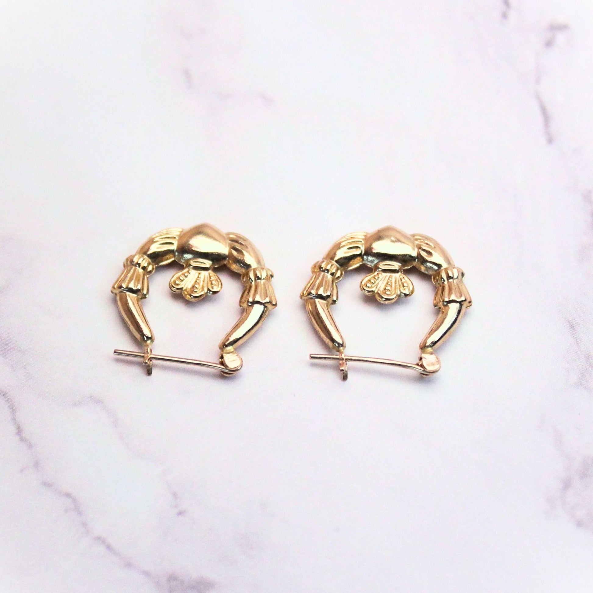14k solid gold claddagh heart hoop earrings Love Loyalty & a Little Luxury fine vintage jewelry