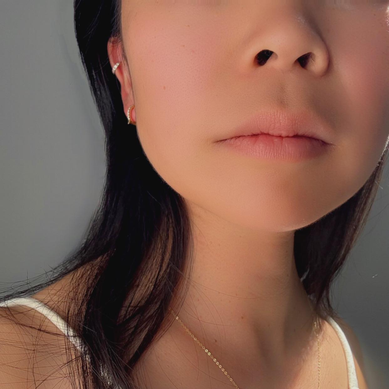 14k Gold Diamond Huggie Nova Hoop Earrings: Dainty Minimalist Jewelry