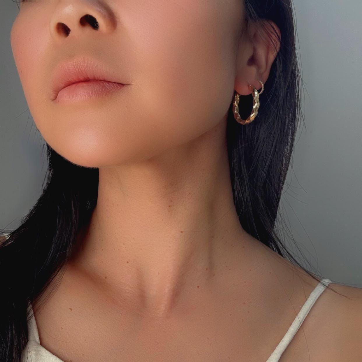 14k Solid Gold Braided Hoop Earrings: Vintage Twist Design
