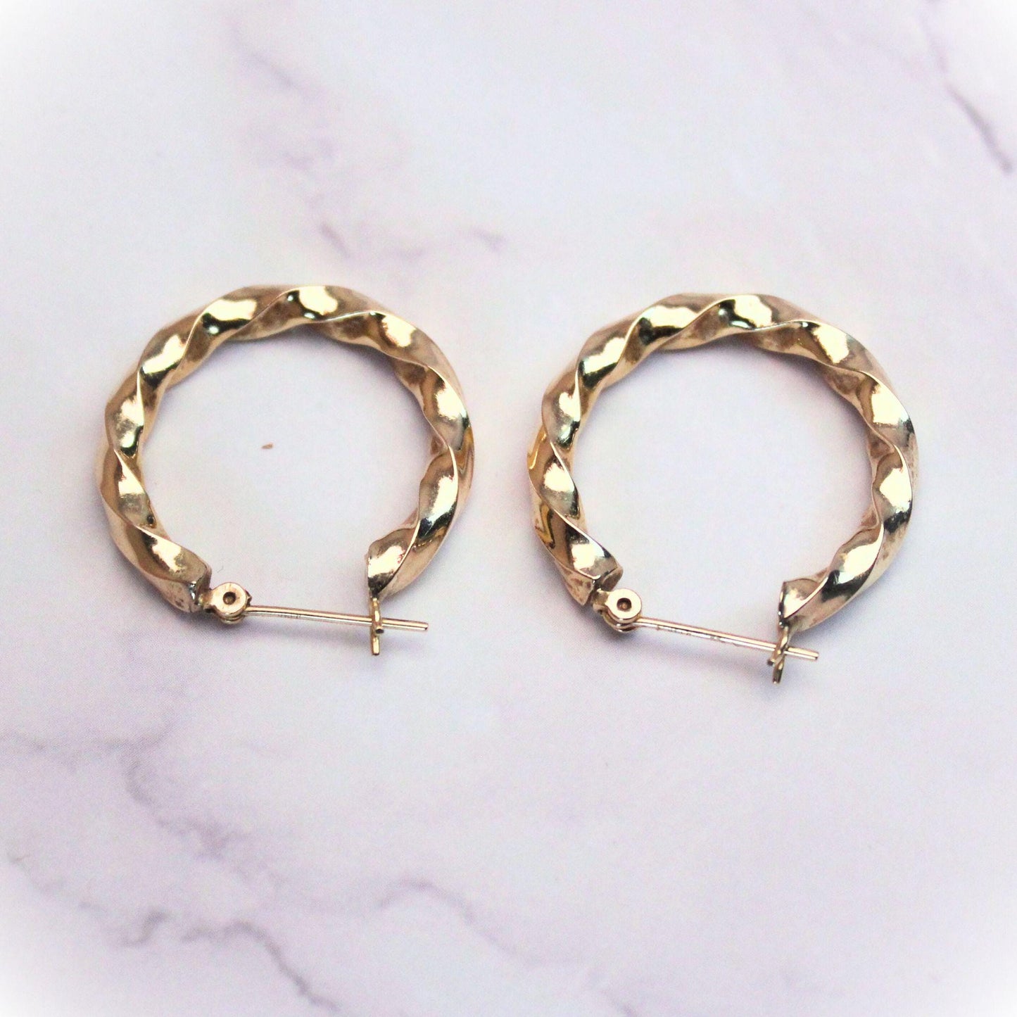 14k Solid Gold Braided Hoop Earrings: Vintage Twist Design