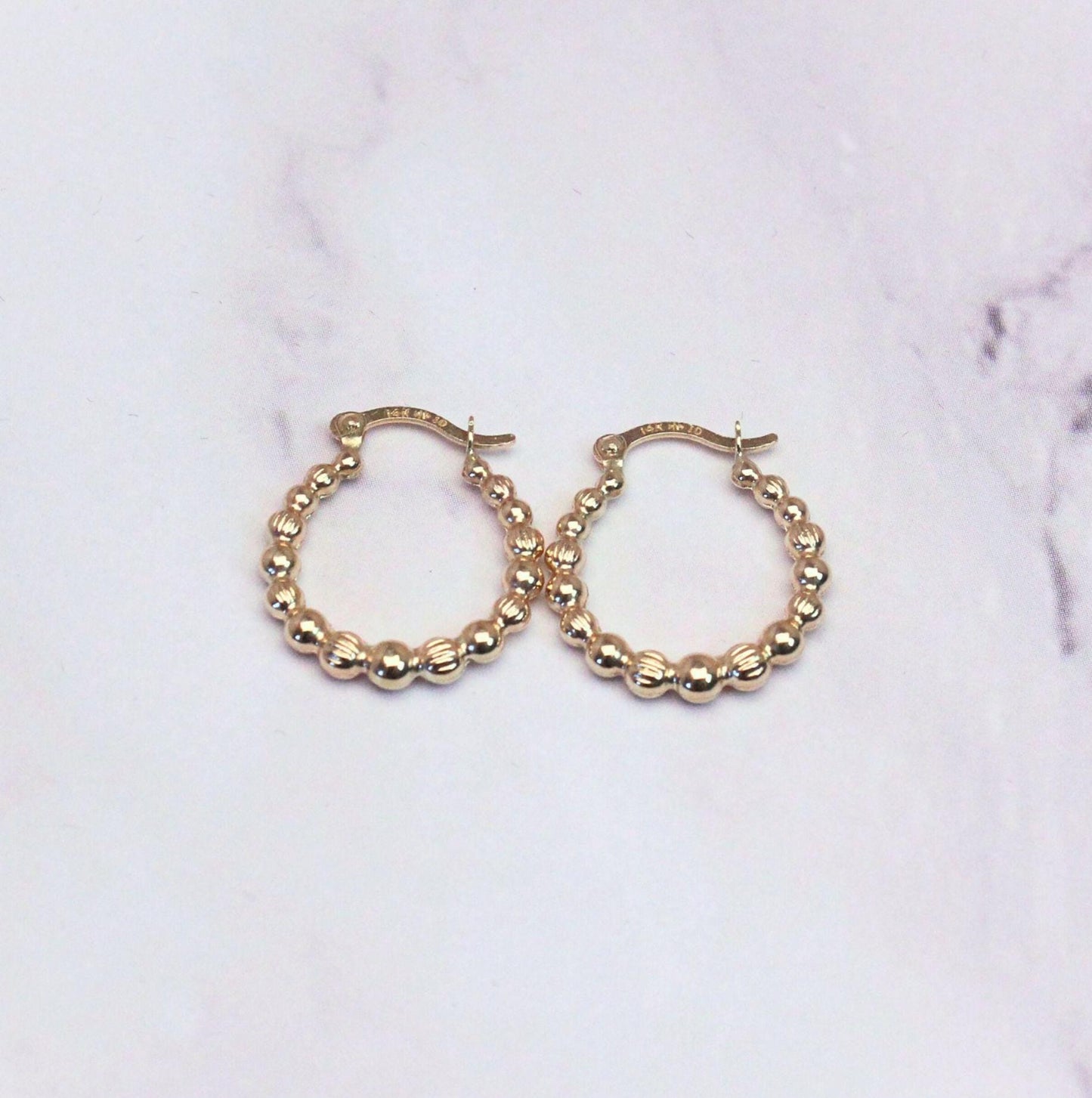 New 14k solid gold Ellis Beaded huggie hoop earrings high quality and modern perfect for layering daily wear precious fine jewelry