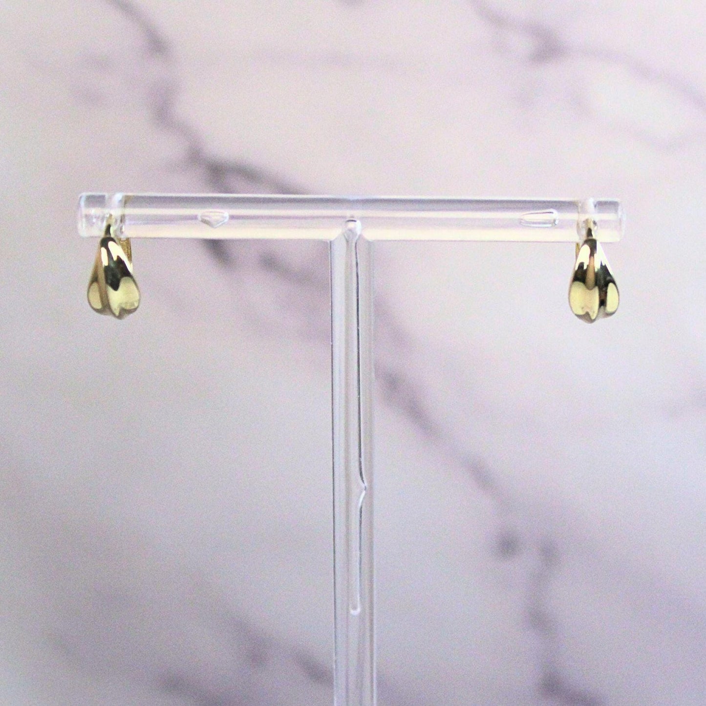 10k Solid Gold Arbor Huggie Hoop Earrings: Sculpted Arbor Design