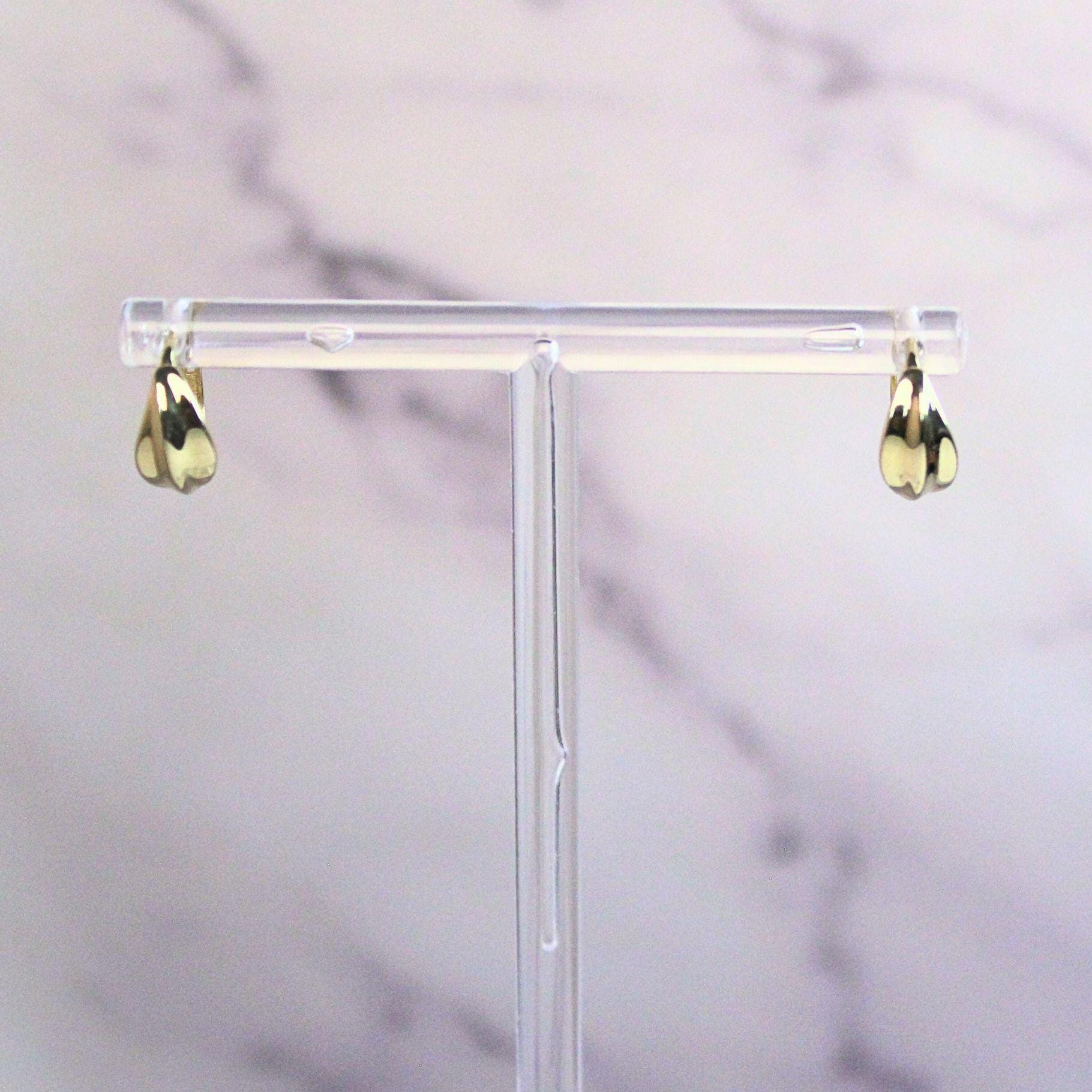 10k Solid Gold Arbor Huggie Hoop Earrings: Sculpted Arbor Design