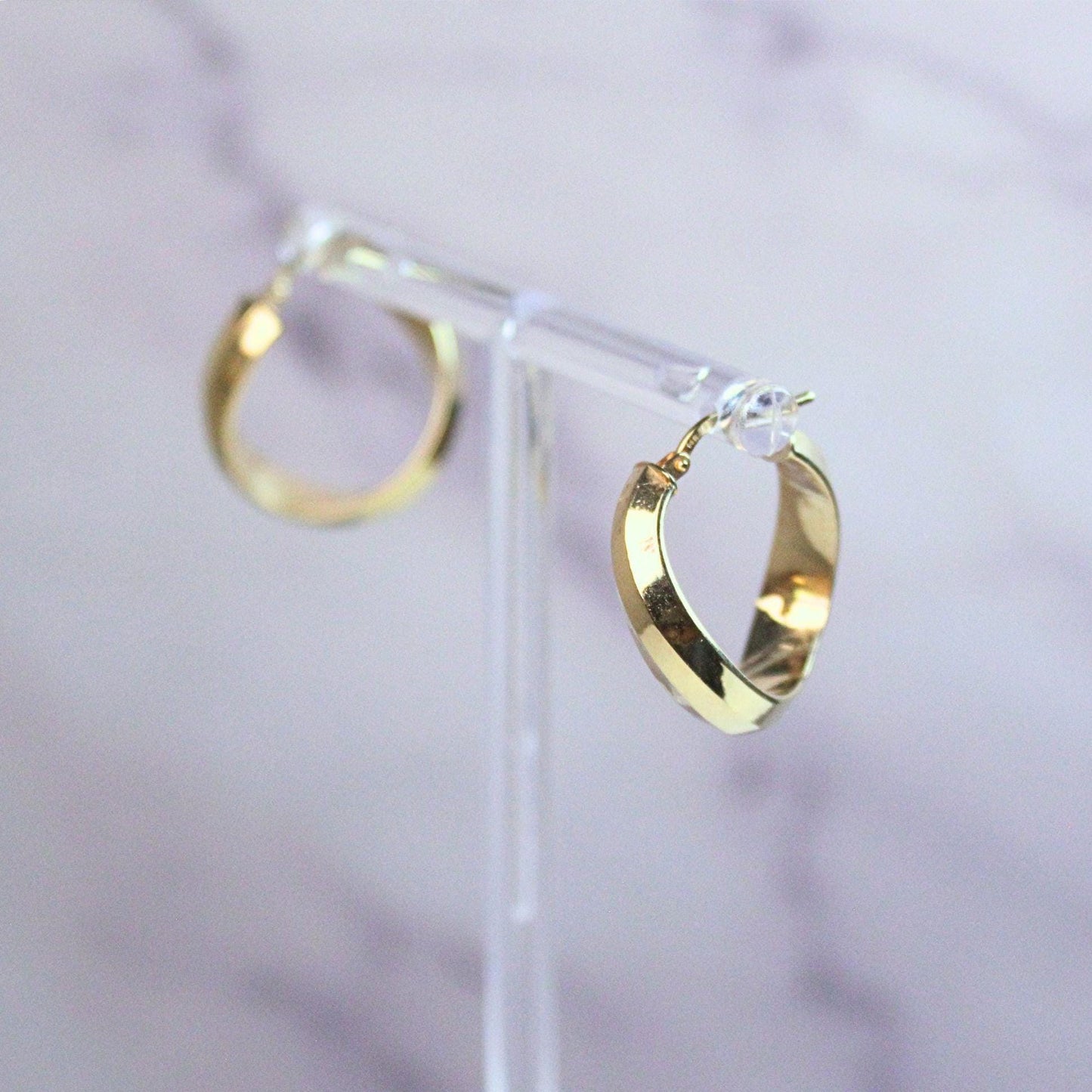 14k Solid Gold Twisted Hoop Earrings - Italian Design