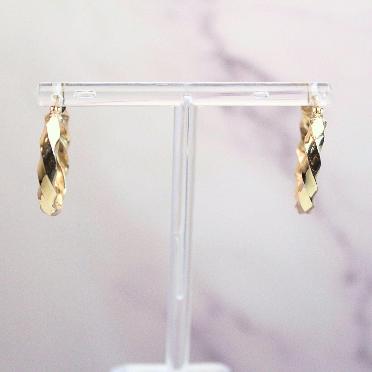 14k Solid Gold Braided Hoop Earrings: Vintage Twist Design