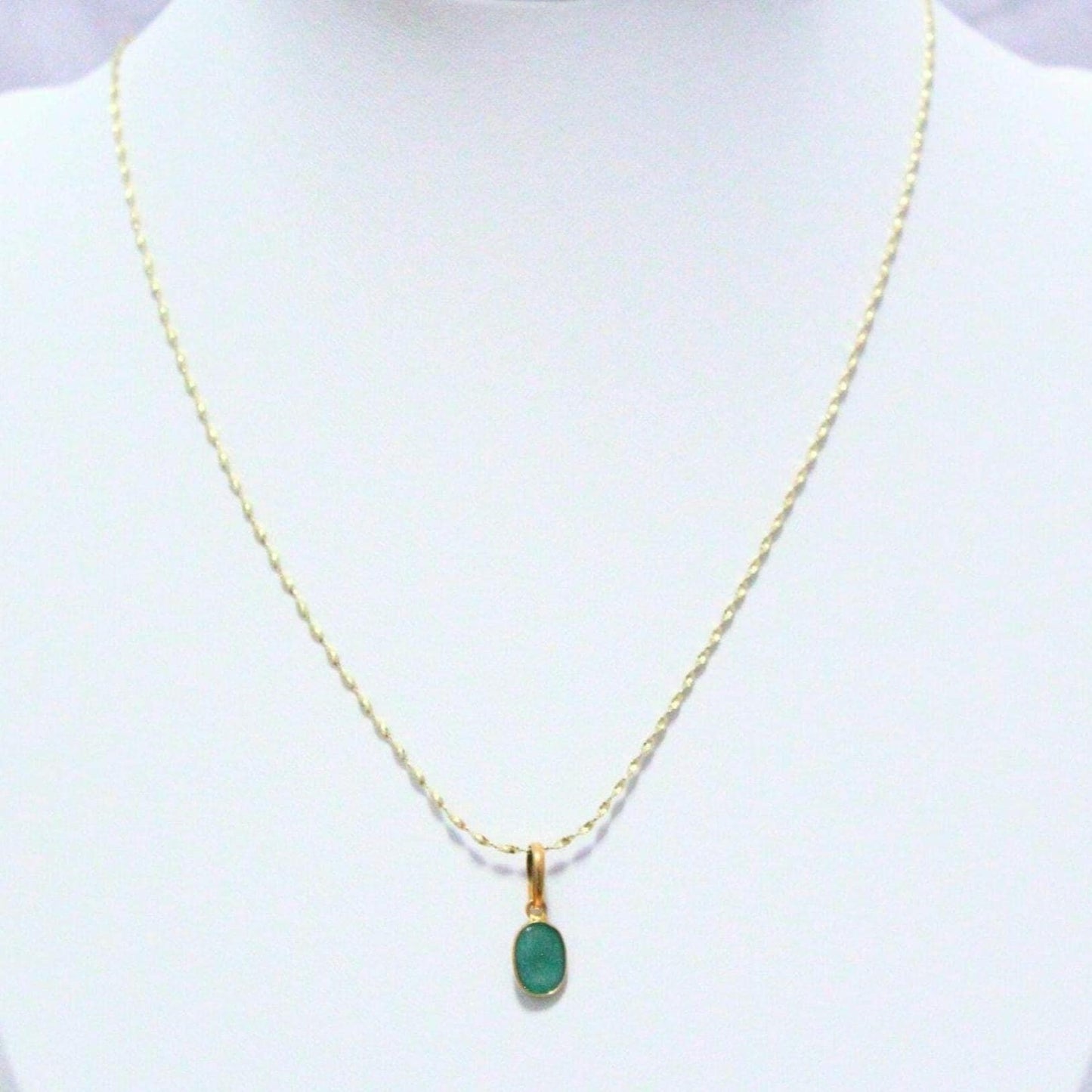 New 14K Solid Gold Lori Necklace with Natural Emerald – Dainty Real Gold Birthstone Pendant – May Birthstone Jewelry – Gemstone Necklace