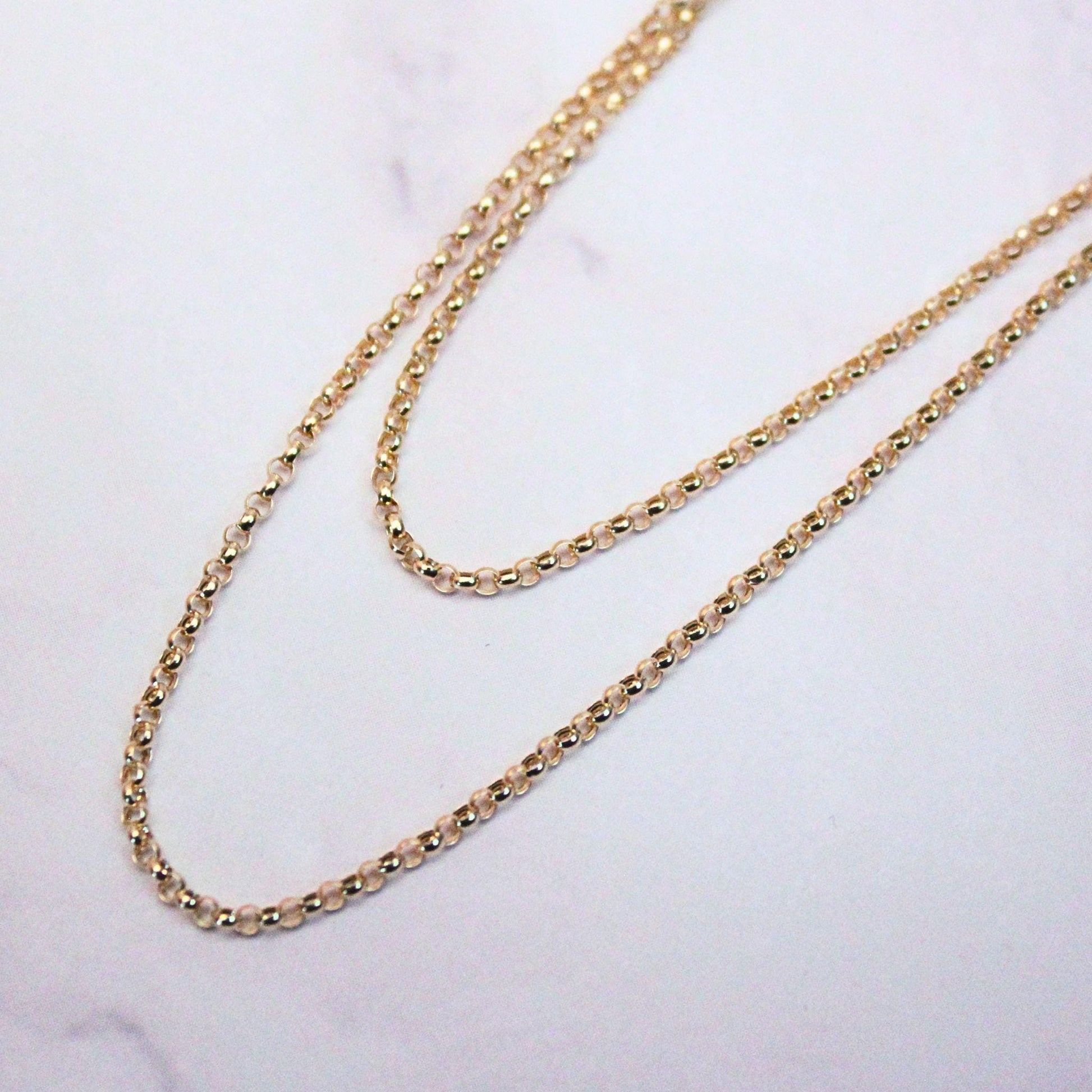 18K Solid Gold Polo Chain Paris Necklace: Dainty Minimalist Jewelry