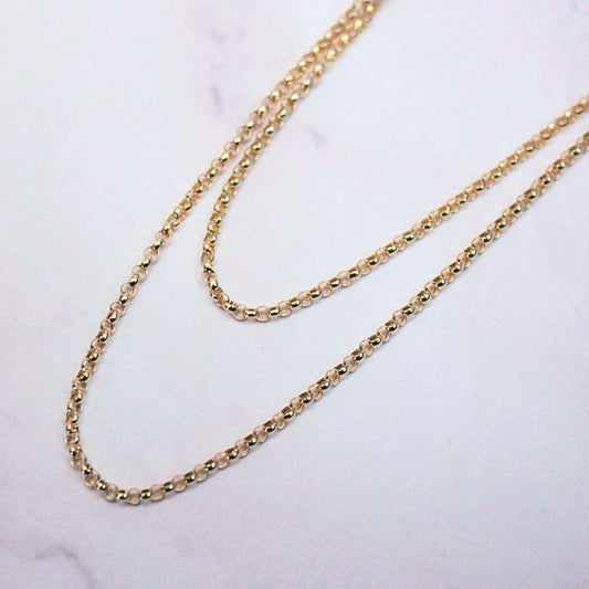 18K Solid Gold Polo Chain Paris Necklace: Dainty Minimalist Jewelry