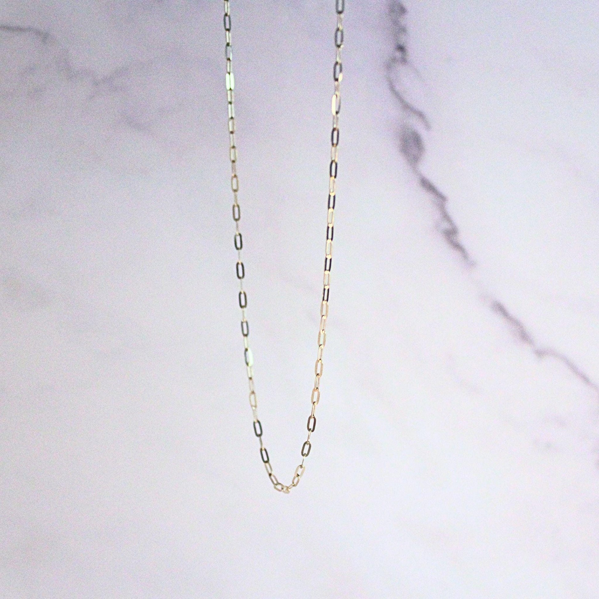 18K Solid Gold Paperclip Chain Gabby Necklace: Dainty Minimalist Jewelry