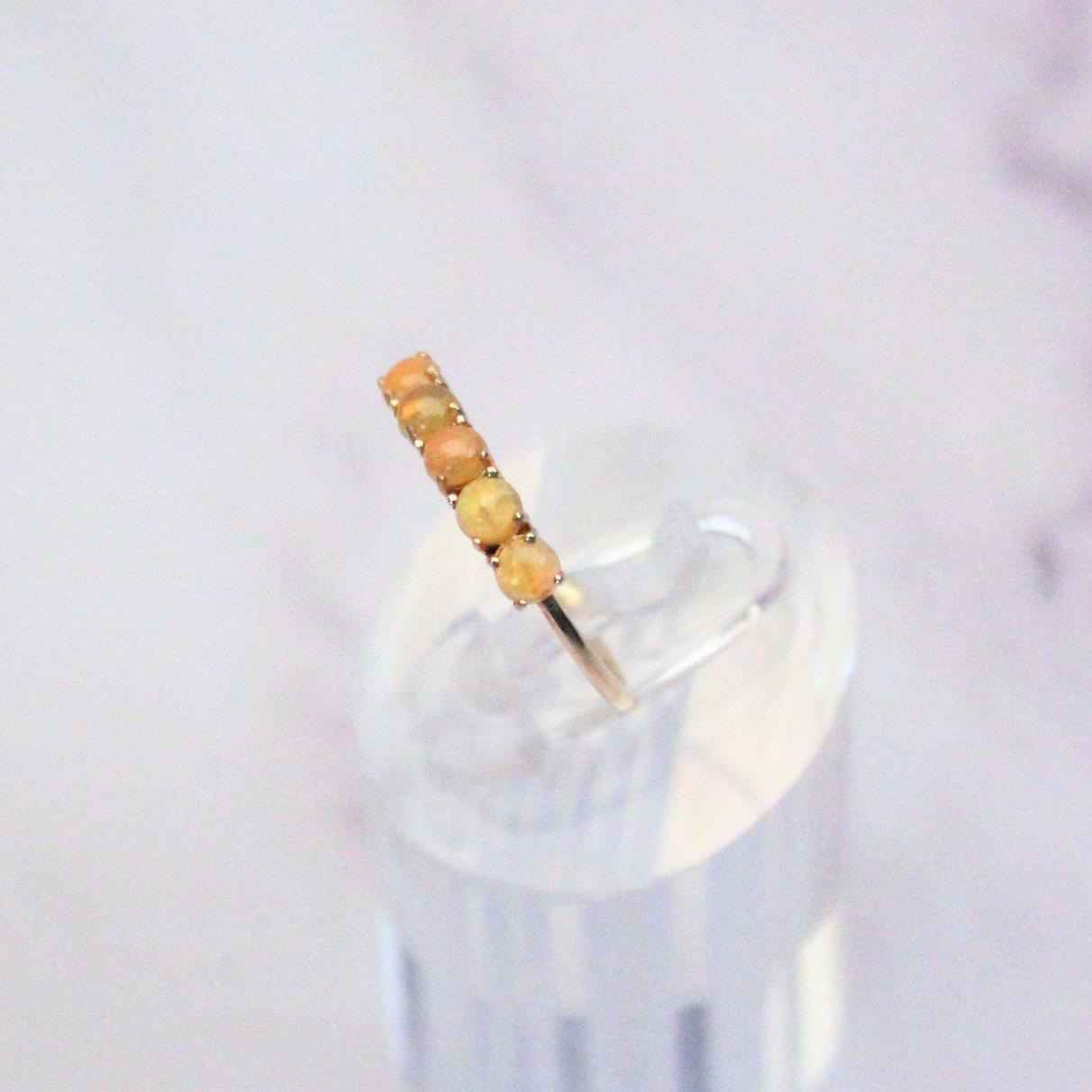 Vintage Fire Opal Ring: 14k Gold Stackable Band, Size 5