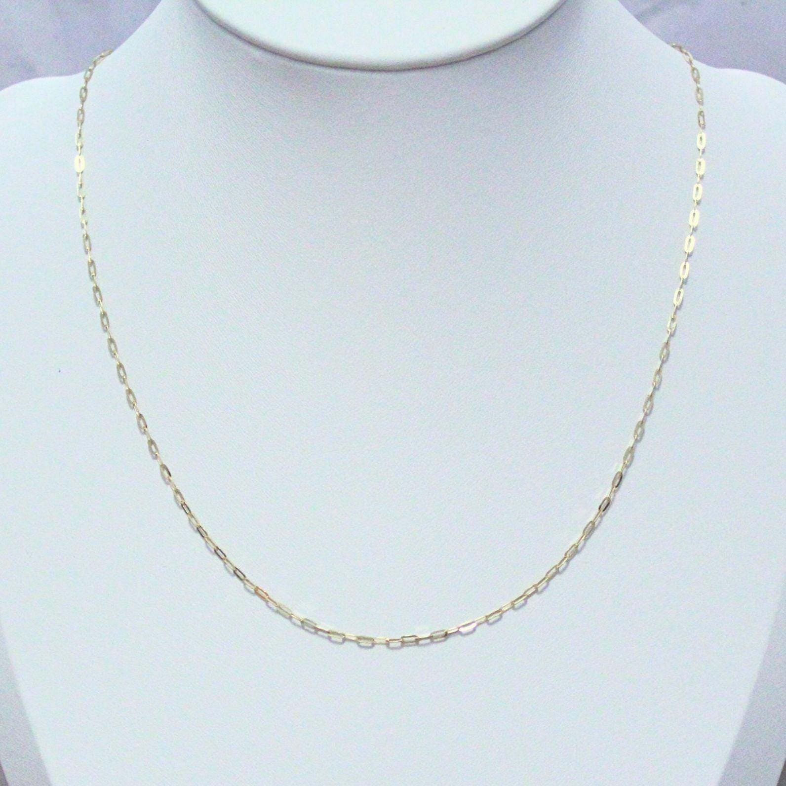18K Solid Gold Paperclip Chain Gabby Necklace: Dainty Minimalist Jewelry