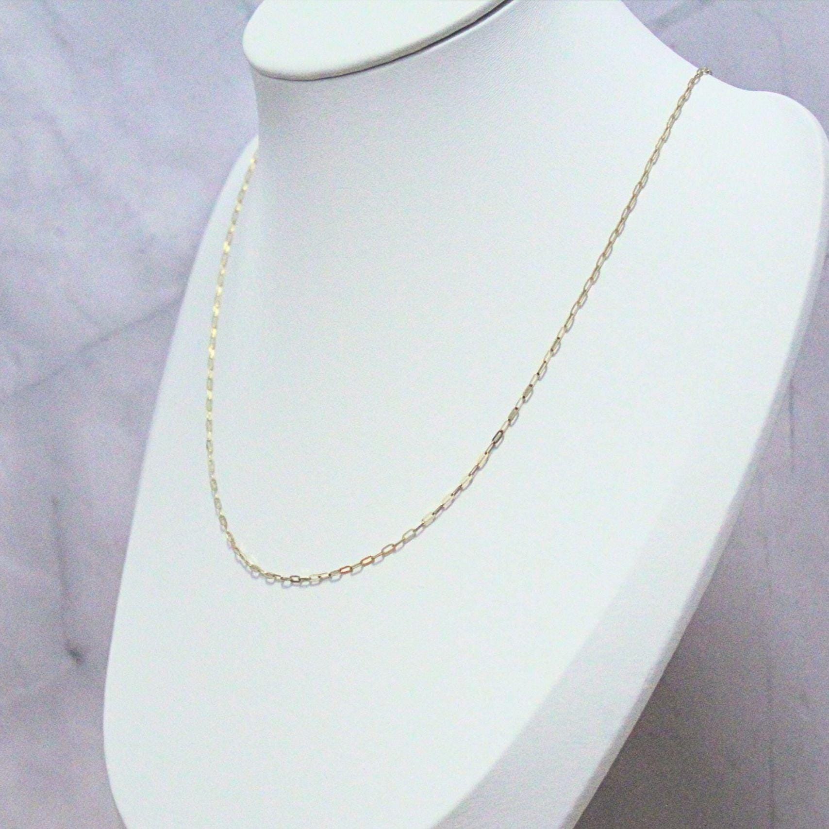 18K Solid Gold Paperclip Chain Gabby Necklace: Dainty Minimalist Jewelry