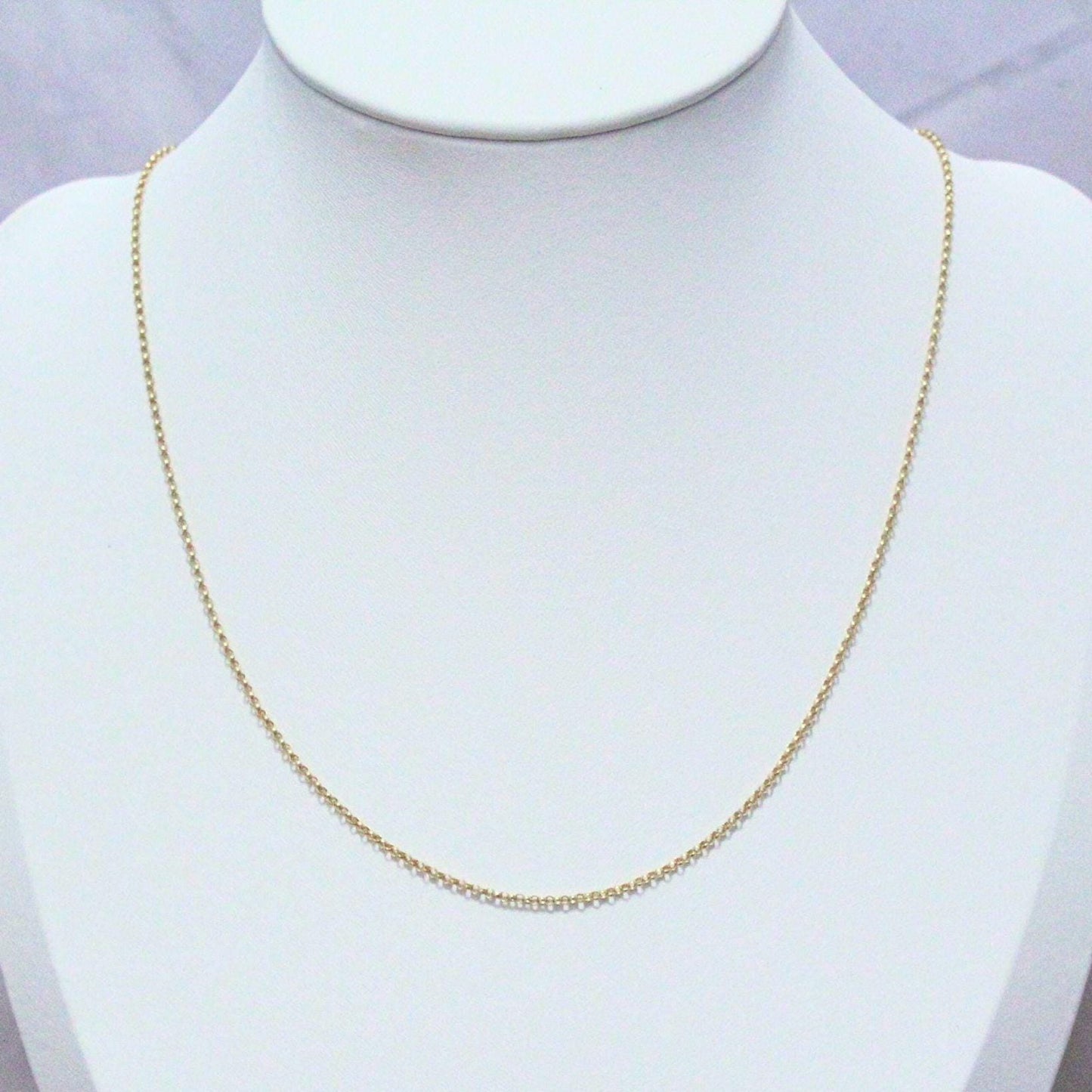 18K Solid Gold Polo Chain Paris Necklace: Dainty Minimalist Jewelry