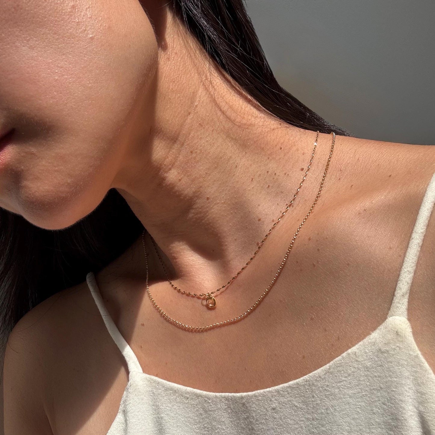 18K Solid Gold Polo Chain Paris Necklace: Dainty Minimalist Jewelry