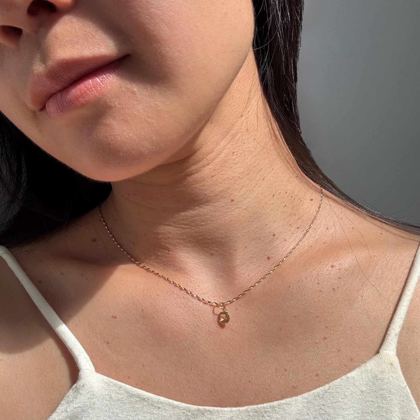 New 14K Solid Gold Lori Necklace with Natural Citrine – Dainty Real Gold Birthstone Pendant – November Birthstone Jewelry– Gemstone Necklace