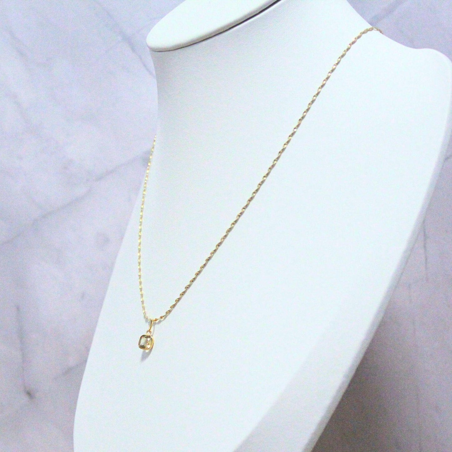 New 14K Solid Gold Lori Necklace with Natural Citrine – Dainty Real Gold Birthstone Pendant – November Birthstone Jewelry– Gemstone Necklace