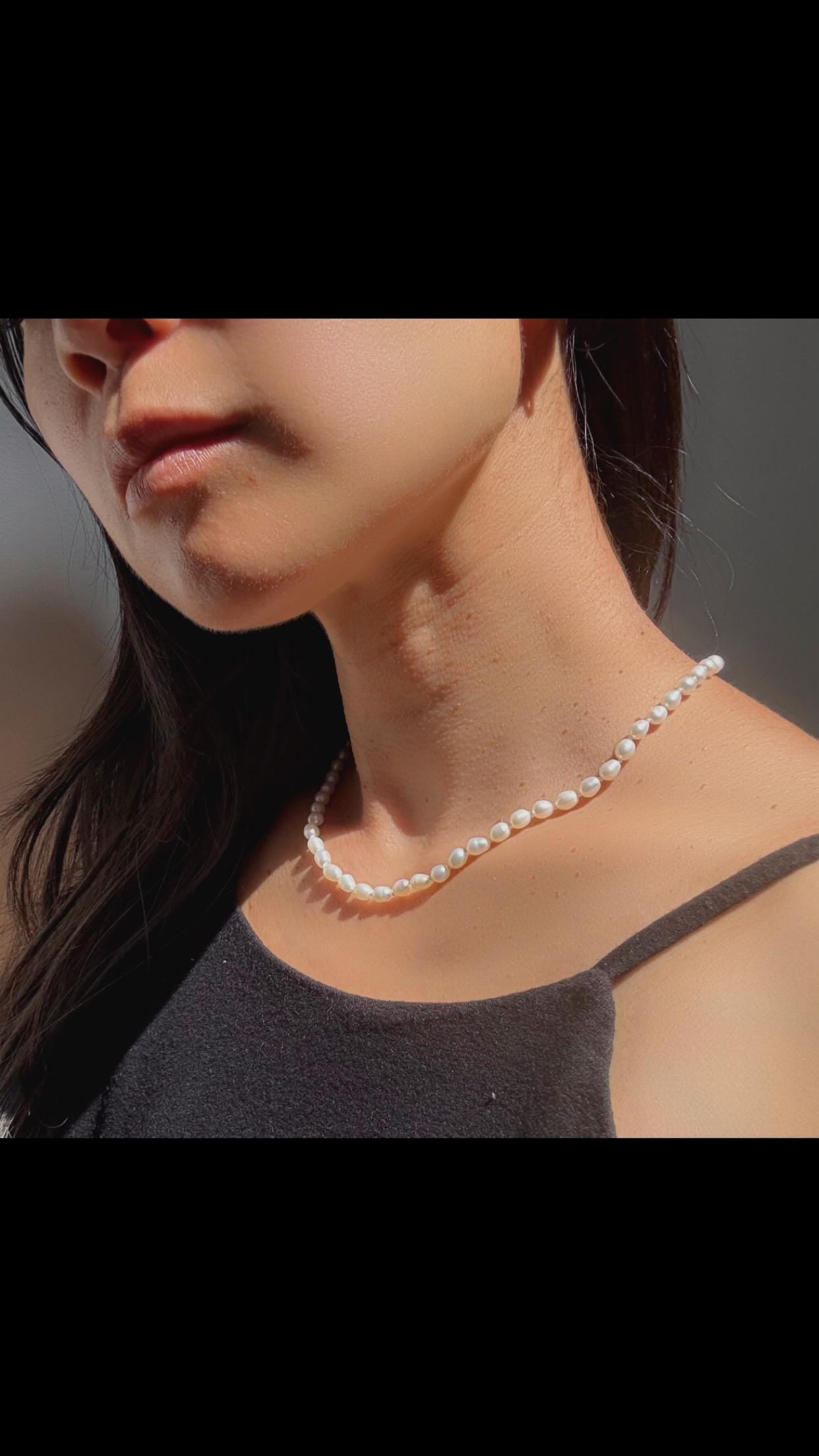 14k Gold Pearl Choker Necklace - Handmade Fine Jewelry, 16”