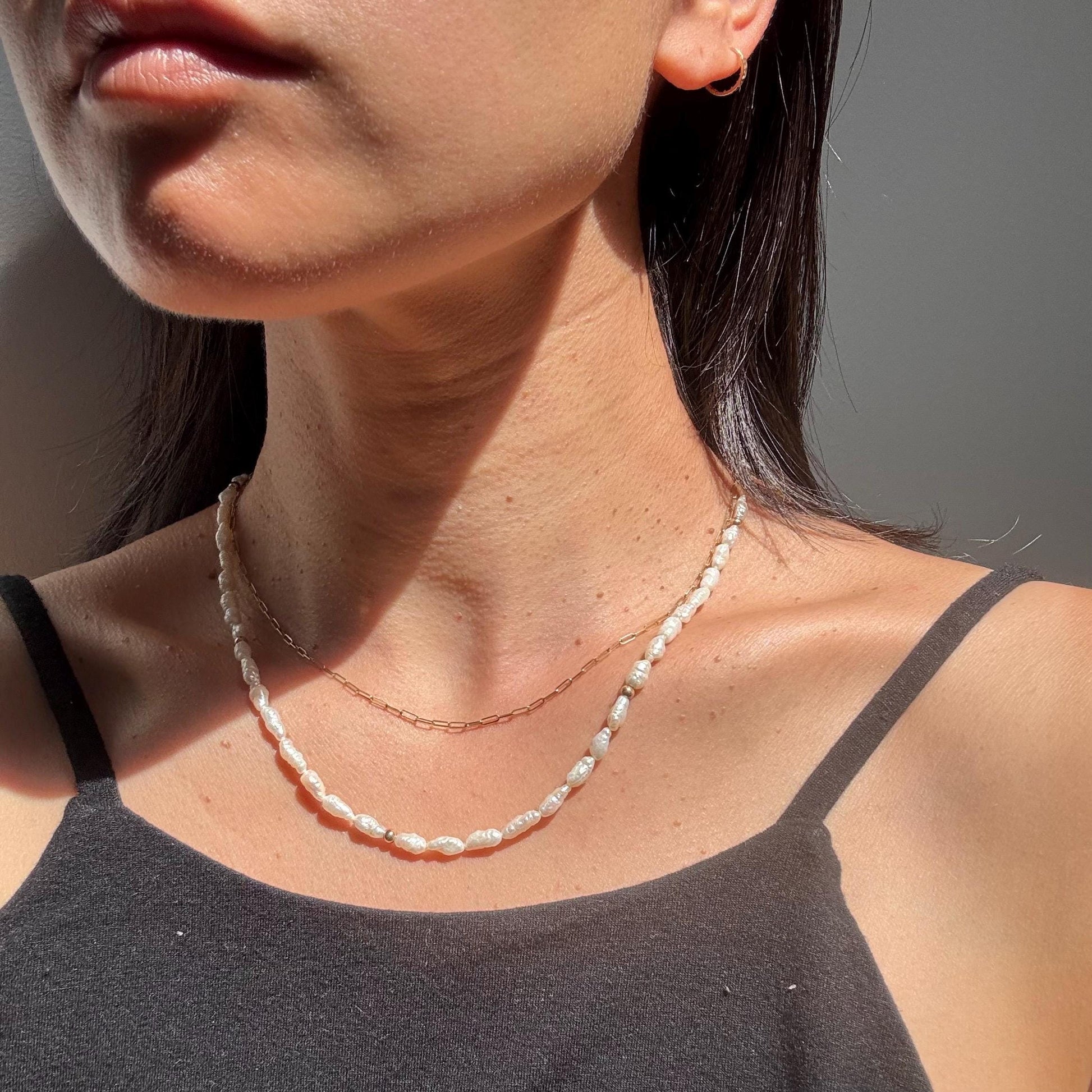 14k solid gold 16” paper clip chain choker necklace precious real gold vintage jewelry