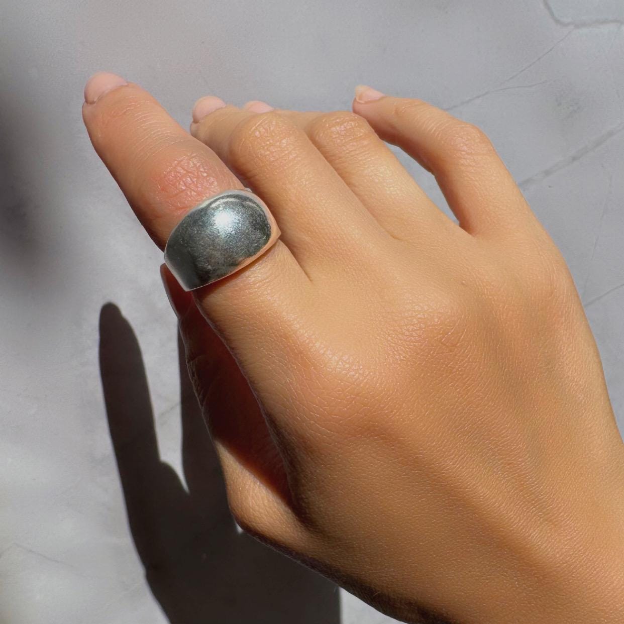 New Solid Sterling Silver Wren Dome Ring β Extra Bold & Minimal Statement Band