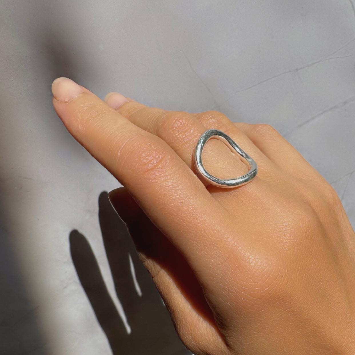 New Solid Sterling Silver Riley Ring – Minimalist Bold Statement Band with Rounded Circle Design
