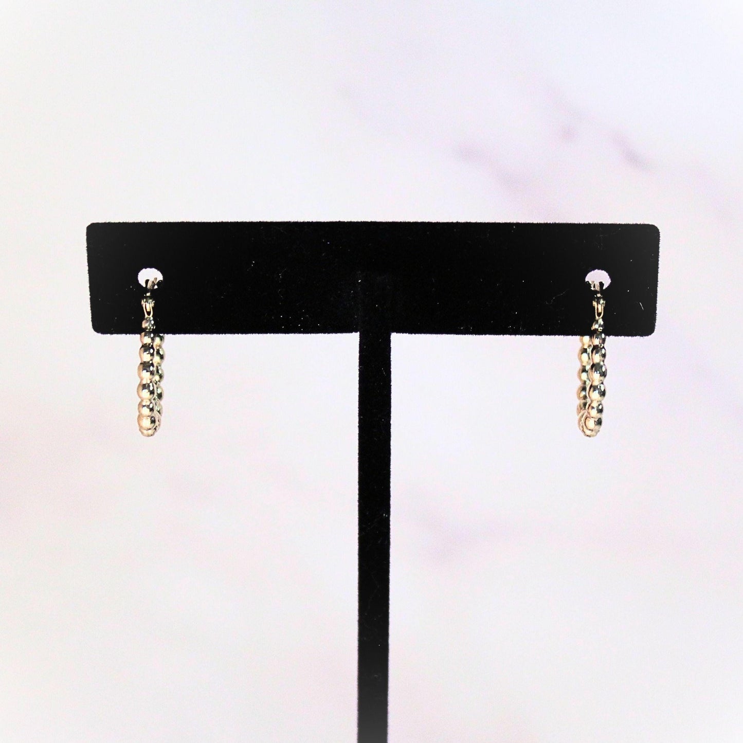 14k Solid Gold Beaded Ellis Huggie Hoop Earrings: Modern Fine Jewelry