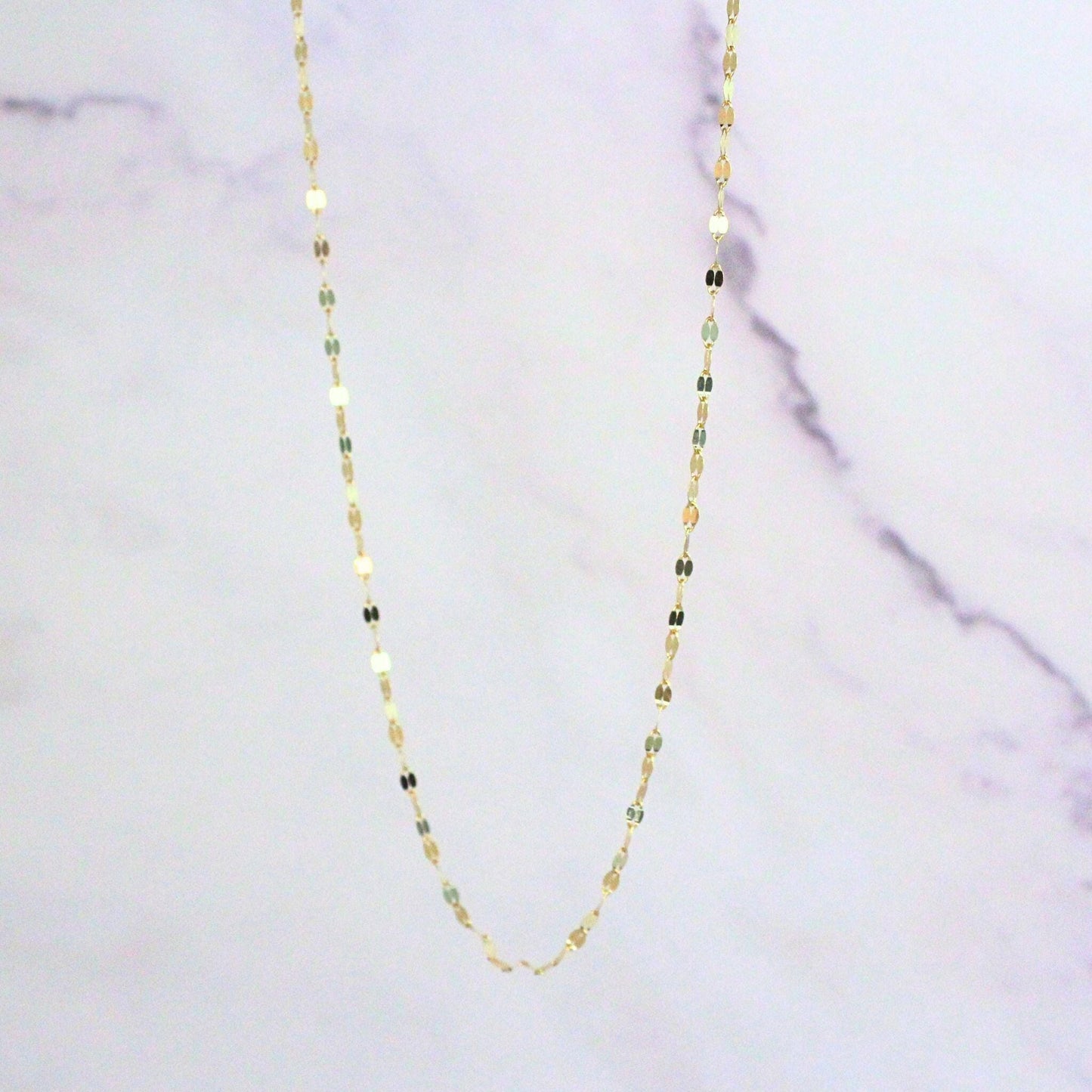 New 18k Solid Gold Mirror Blair Chain Necklace – Dainty & Reflective Luxury – Layering Gold Jewelry