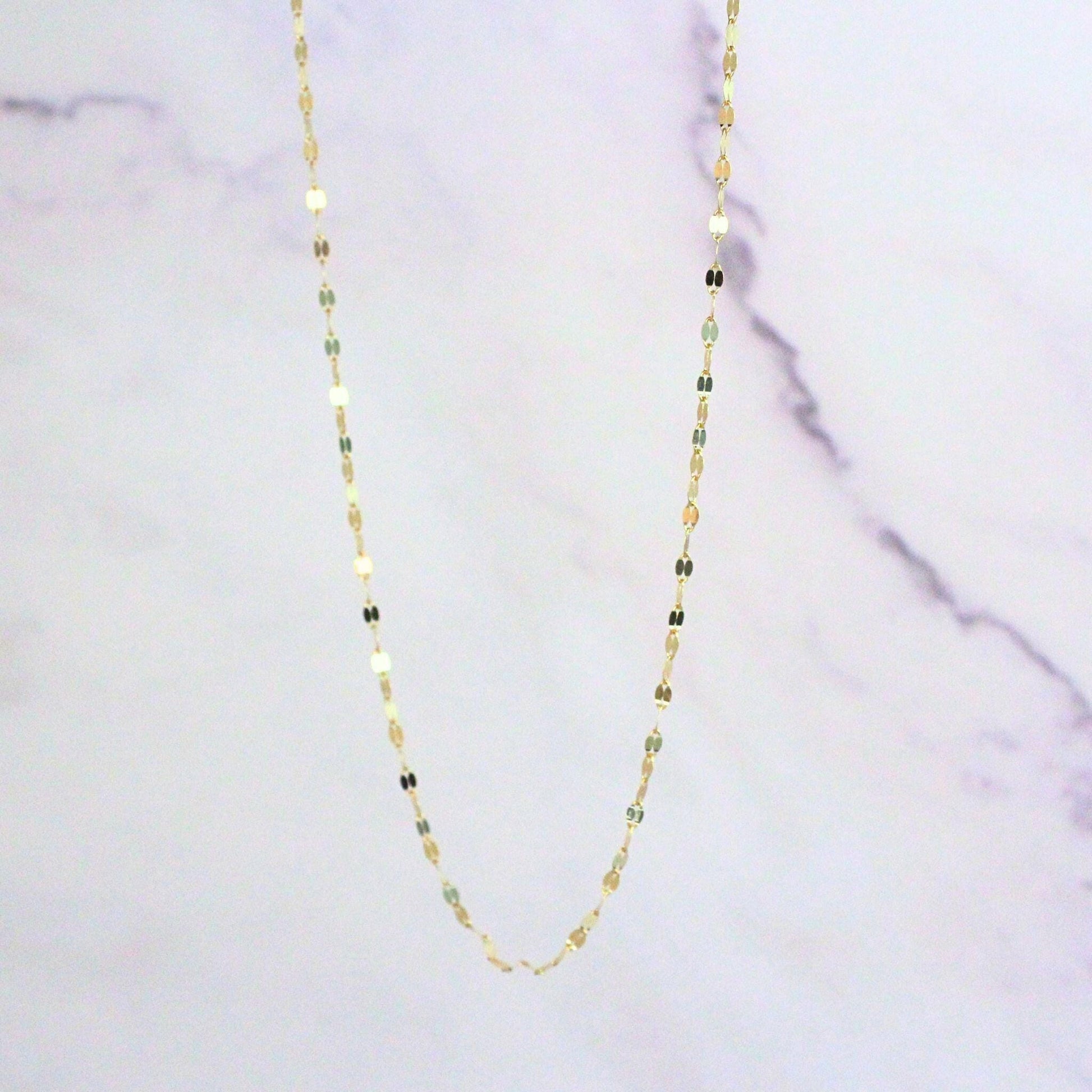 New 18k Solid Gold Mirror Blair Chain Necklace – Dainty & Reflective Luxury – Layering Gold Jewelry