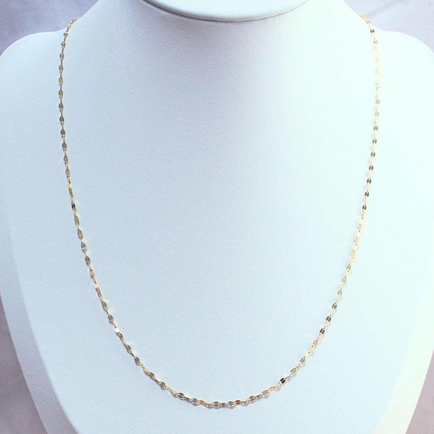 New 18k Solid Gold Mirror Blair Chain Necklace – Dainty & Reflective Luxury – Layering Gold Jewelry